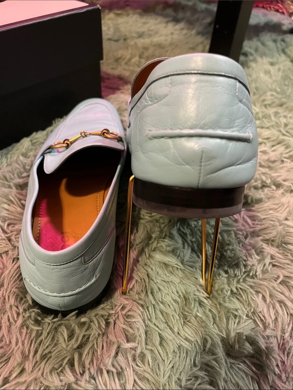 Custom Gucci Light Blue Leather Horsebit Loafer